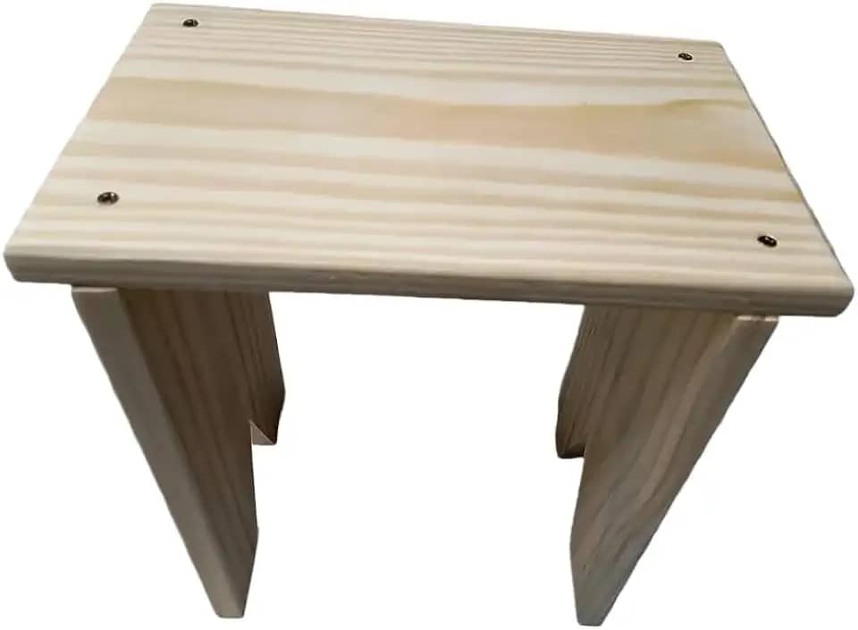 Banco Rustico Banquinho De Madeira Pinus Banquinho Pequeno banqueta de madeira para Varanda, Sala de Estar(Kit 1branco de madeira 30x29.)
