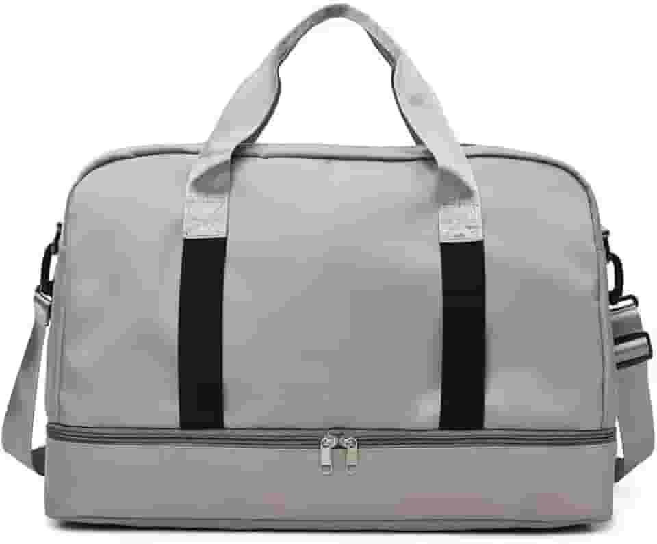 Bolsa Mala Para Viagem Academia De Grande Capacidade De Camada Dupla(Cinza)