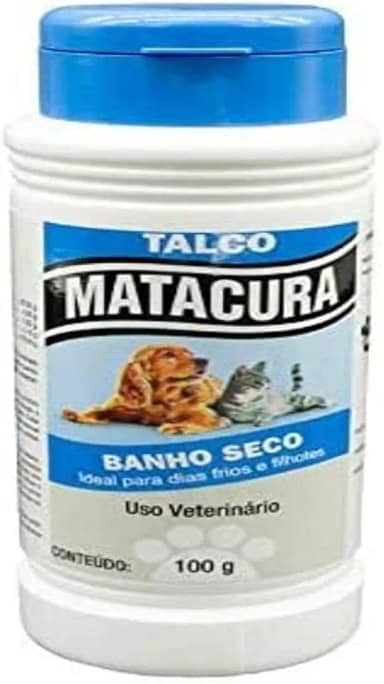 Matacura Talco Banho Seco Para Cães E Gatos Branco 100 G