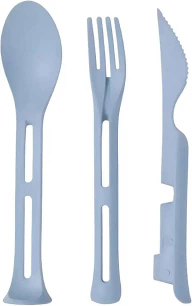 Kit De Talheres Reutilizável Portátil Em Fibra de Bambu Azul