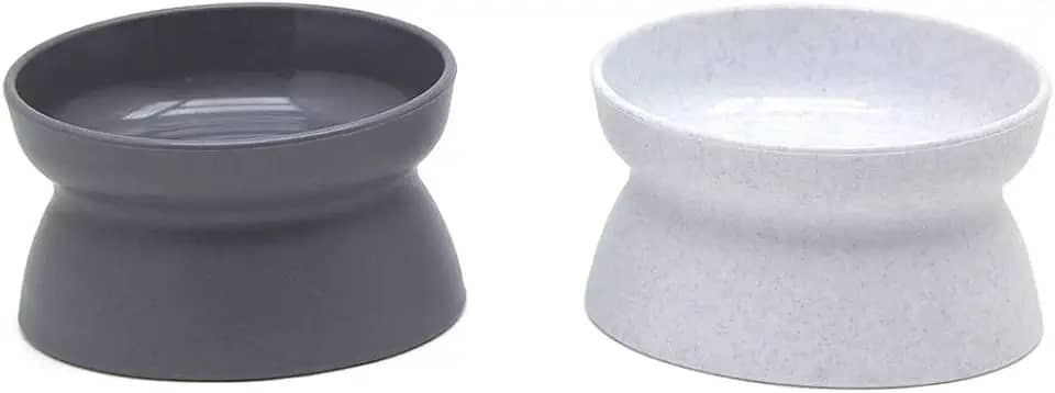 Kitty City, Tigela de comida elevada para gatos, alimentador para animais de estimação sem estress, Cinza, branco