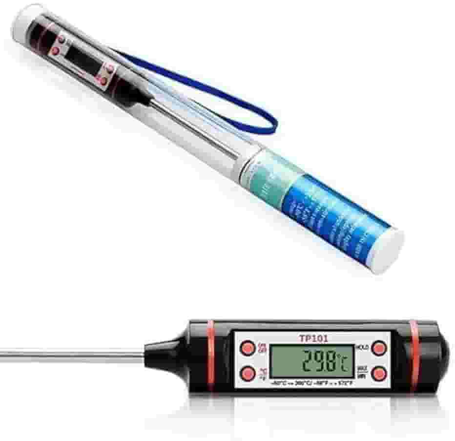 Termômetro Digital Culinário Premium – Display de Alta Precisão, Mede até 300°C! Ideal para Churrasco, Carnes, Sorvete, Líquidos e Forno – Leitura Rápida e Durável