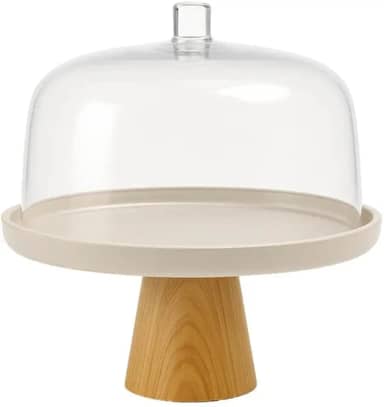 Ou Boleira com Pé e Cúpula 25cm Bege Linha Lume