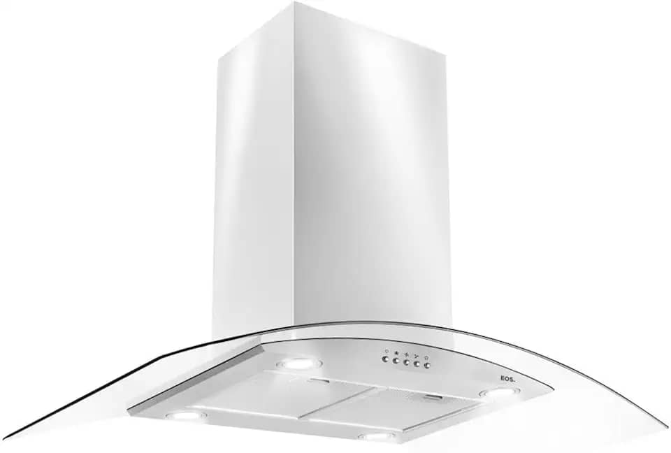 Coifa e Depurador de Ilha Eos 90cm Com Vidro Curvo Eco90iv Inox 220v