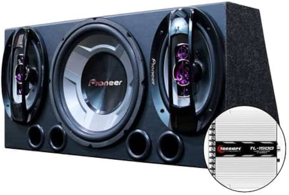 Caixa Trio Completa Montada 750w Subwoofer Pioneer + Taramps