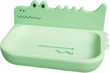 Saboneteira Jacaré Criativa com Drenagem – Porta Sabonete de Parede, Fixação Sem Furos (Verde)