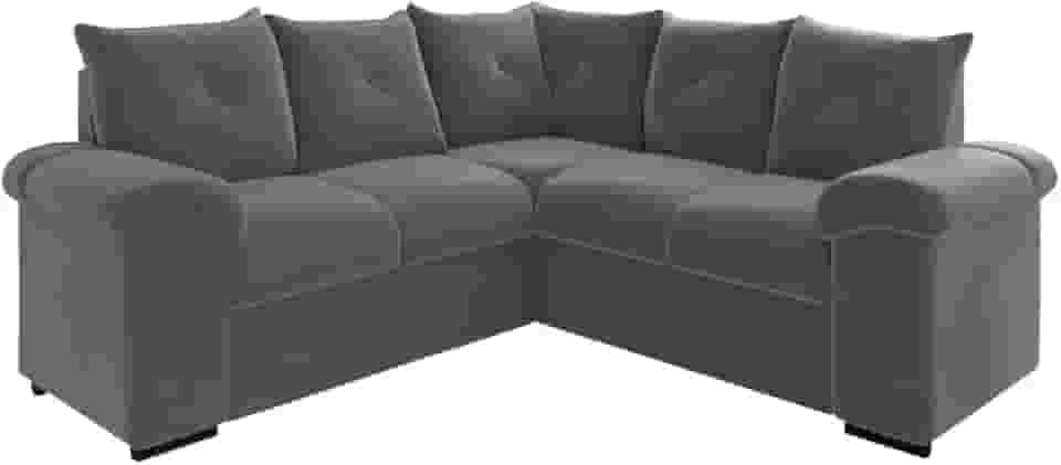 Sofá de Canto 5 Lugares Pegasus Veludo Cinza