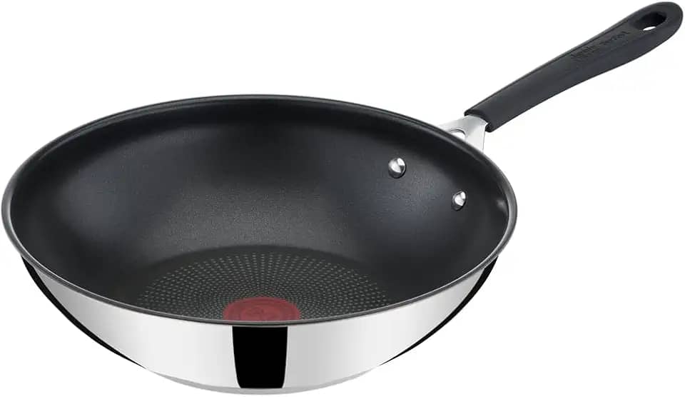 Frigideira Wok Tefal Jamie Oliver 28cm, Inox, com Fundo de Indução, Revestimento Titanium e Thermo Sinal