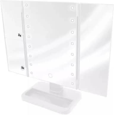 Espelho De Mesa Maquiagem Dobrável 16 Leds Touch 2 E 3 Zoom - Branco