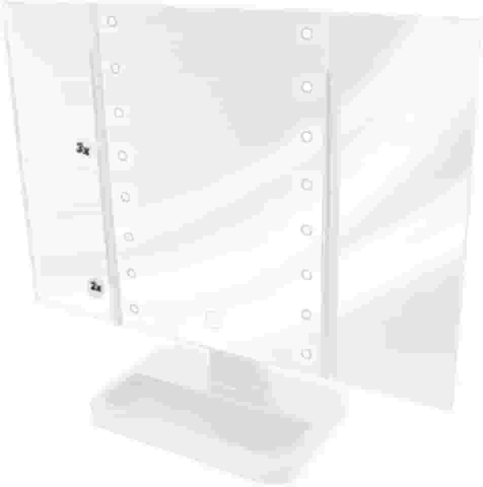 Espelho De Mesa Maquiagem Dobrável 16 Leds Touch 2 E 3 Zoom - Branco
