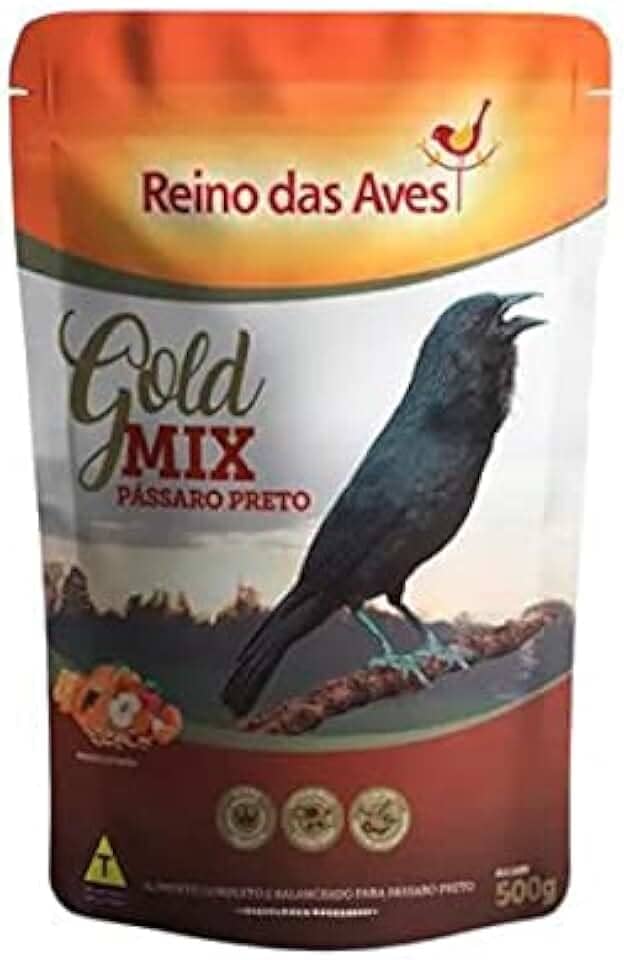 Ração Para Aves Gold Mix Pássaro Preto 500g Reino das Aves