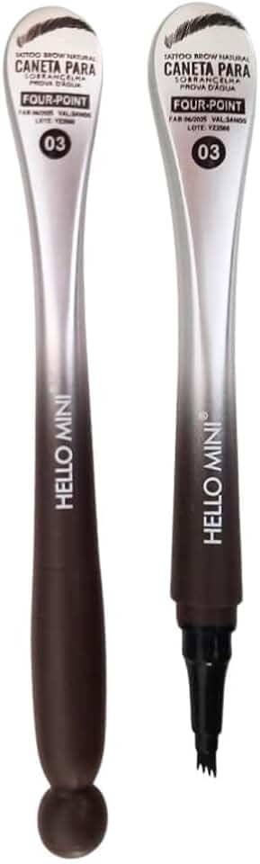 Caneta Fio a Fio para Sobrancelha e Barba Microblading Tridente Resistente a Agua (Preto Hello MIni)
