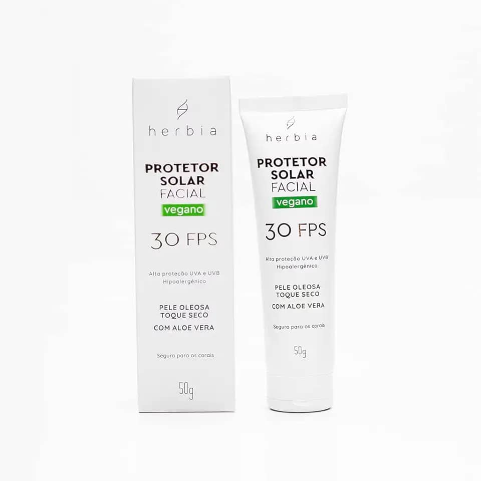 Herbia Protetor Solar Facial Pele Oleosa 30 Fps Natural E Vegano Branco