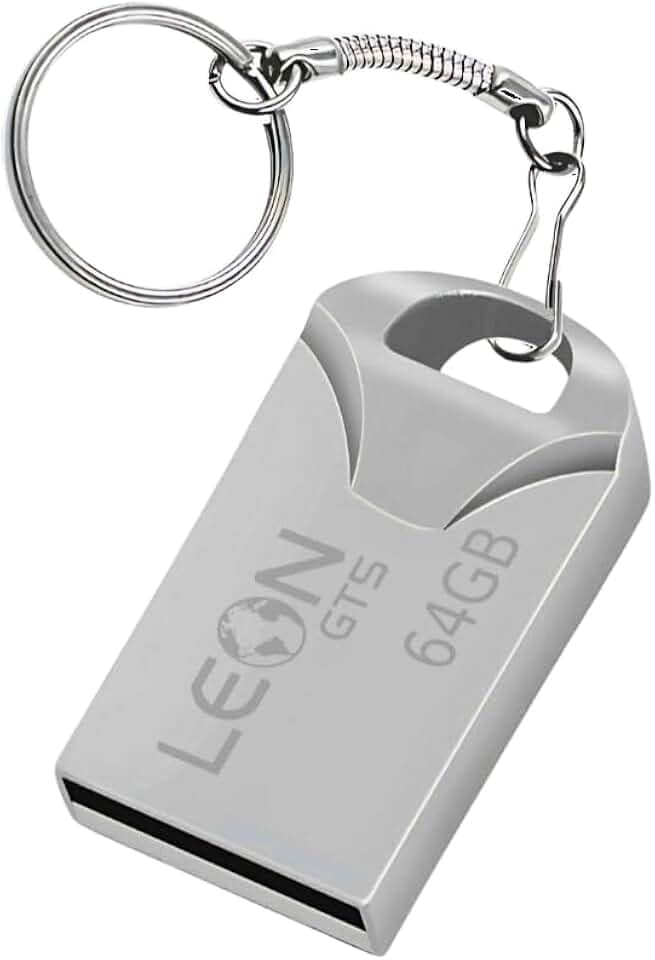 Pendrive 64GB USB 2.0 Metálico - Compacto Portátil Armazenamento Seguro Alta Velocidade Transferência de Dados Plug Play para PC Notebook Rápida Leve Resistente Prateado Chaveiro Pen Drive Sem Tampa