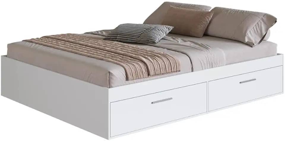 Cama Casal Queen com 4 Portas Basculantes Ct1160 200x160cm Branco - Art In Móveis