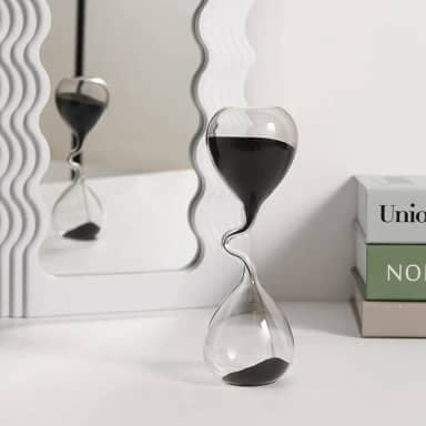 Ampulheta curva design preto estilo moderno artesanato de vidro simples decoração de mesa de jantar interior lindo relógio de areia
