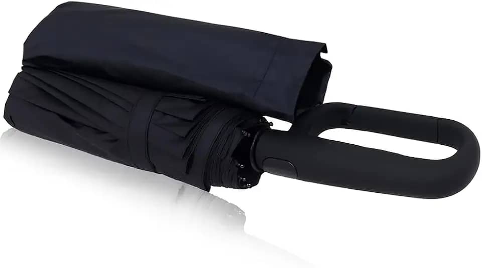 Guarda-Chuva Automático Reforçado Proteção Solar UV • Estrutura Anti-Vento Dobrável - Abertura e Fechamento Automático - Sombrinha Compacta Masculina e Feminina (Preto)