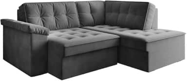 Sofá de Canto Retrátil 5 Lugares Grécia Suede Selmer (Cinza)