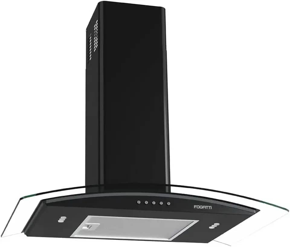 Coifa de Parede Vidro Curvo, Fogatti 70cm, 220V Teclado Mecânico Black