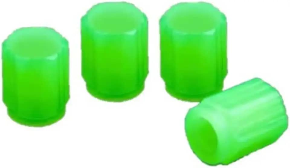 Kit 4 Tampas Válvula Pneu Fluorescente Luminoso Noturno Universal Carro, Moto, Bike Acessório para Proprietários de Veículos(Fluorescente - Verde)