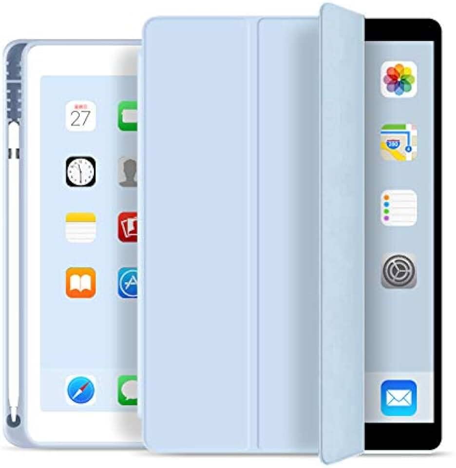 WB Capa iPad 7a, 8a e 9a Geração 10.2″ - Premium Slim Antichoque com Compart. para Pencil - Azul Claro