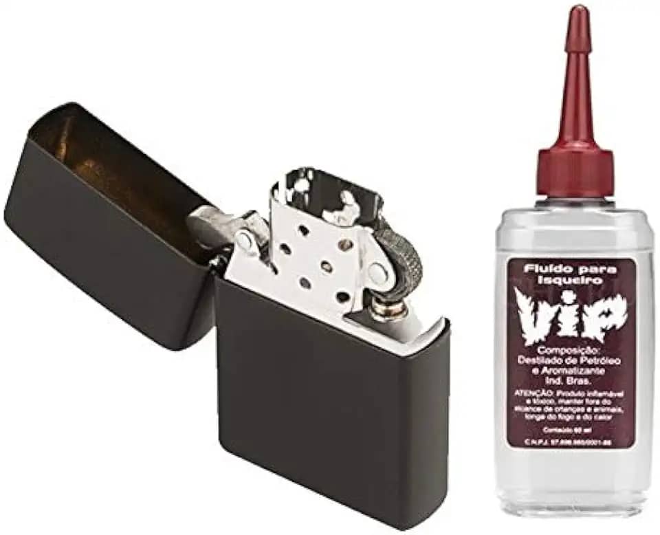 Isqueiro em metal Recarregável + Fluído (preto)