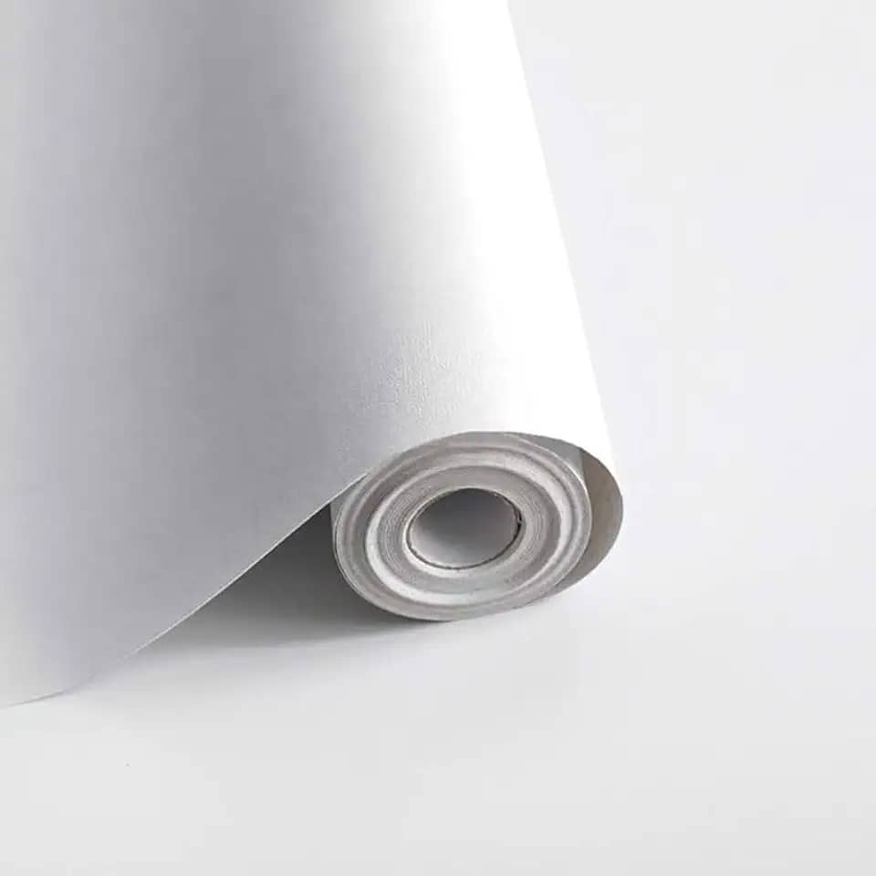 Papel de Parede Adesivo Decorativo Branco Autocolante Rolo 5mx45cm Envelopamento Geladeira Móveis