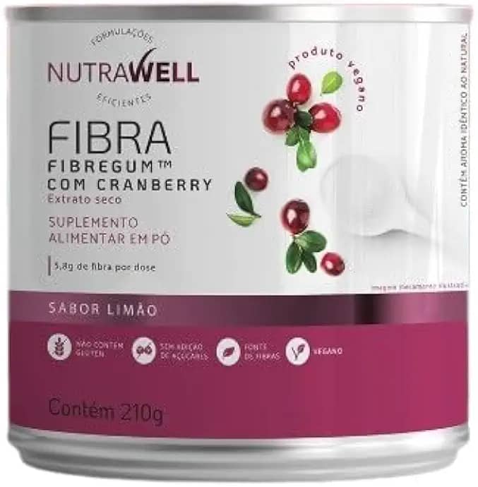Kit 2X: Fibra Fibregum com Cranberry e Limão Nutrawell 210g