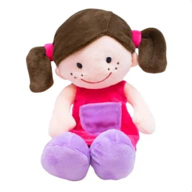 Boneca de Pano Sorridente Rosa 29cm Brinquedo Infantil Antialérgico Presente para Menina Bebê Pelúcia Fofa Macia Segura Pelúcia Infantil Presente dia das crianças Natal Ano Novo