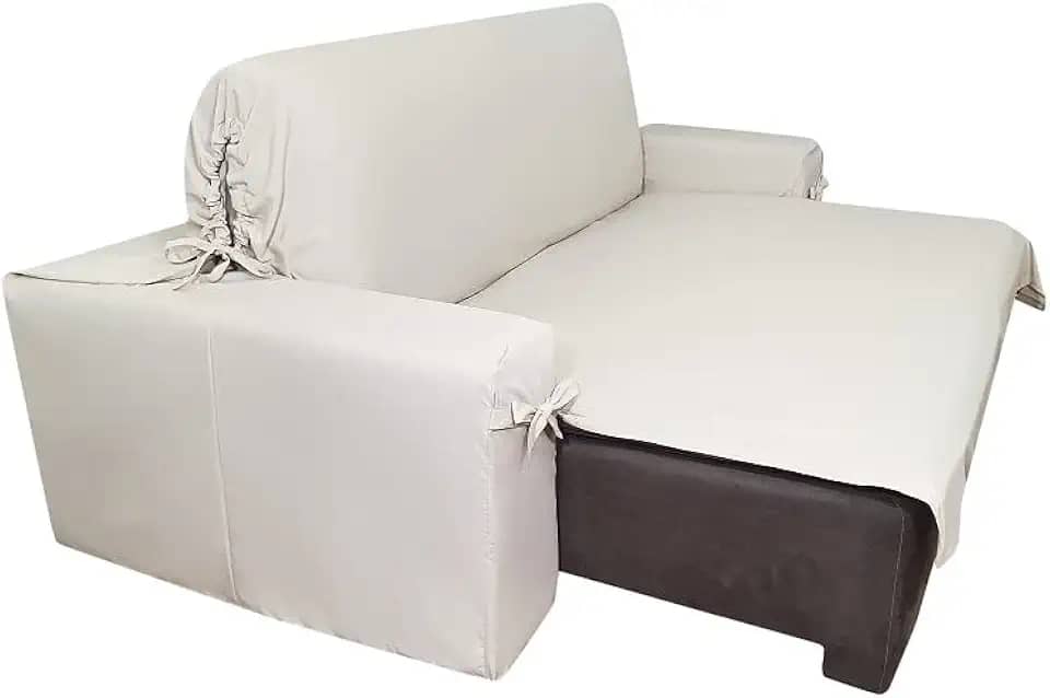 Capa p/Sofá Retrátil e Reclinável em Tecido Gorgurão - Veste Sofás de 2,66m até 2,95m Cor:Bege