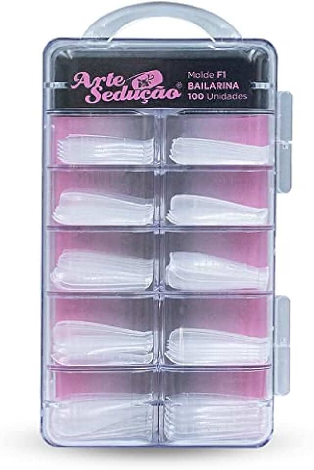 Molde F1 Bailarina Unhas de Gel, Arte Sedução, 100 Unidades