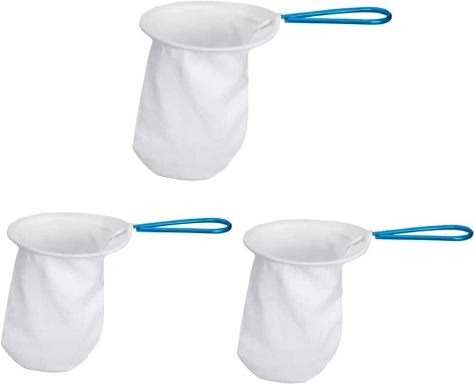 Coador de Café em Flanela, Filtro Reutilizável e Lavável, Cabo de Arame, Branco, Kit com 3 Unidades