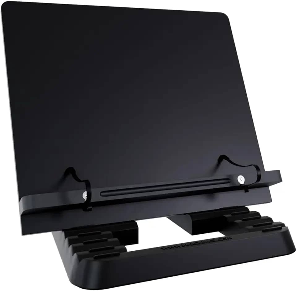 Marca Fácil Suporte para Livro e Notebook Resistente Ergonômico Durável Leve Portátil 19 Níveis de Ajuste com Prendedores de Páginas Preto M05