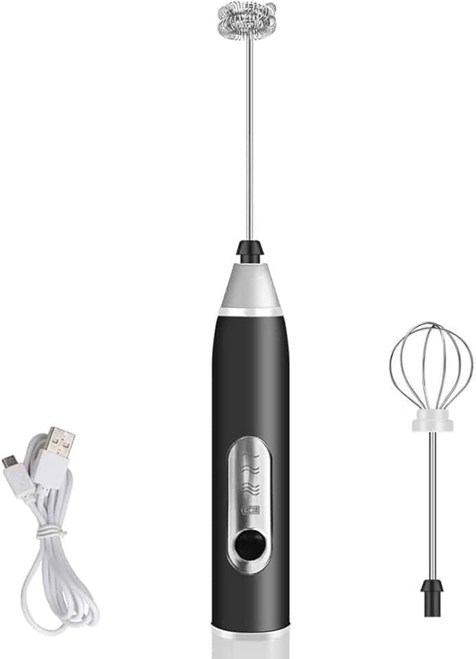 Mini Mixer Recarregável Batedor Espumador De Bebidas Batedor Ovos Fuê Portátil Elétrico (Preto)