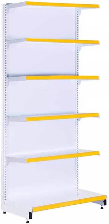 Gôndola Prateleira Supermercado 6 Níveis 40x30 New Plus 2,00m Parede Inicial Amarelo Sa Gôndolas