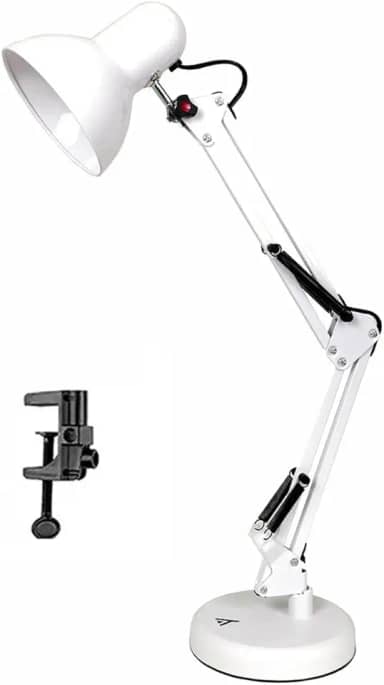 Luminária Articulada De Mesa Abajur Modelo Pixar Com Base E Garra (BRANCO)