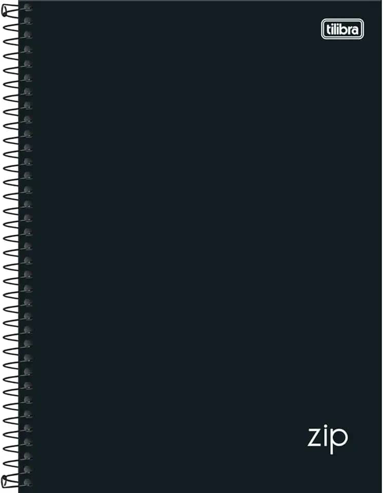 Tilibra 305421 Universitário 10 Matérias Zip - Caderno Espiral, Capa Dura, 160 Folhas, Preto