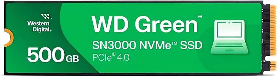 Disco Rígido SSD WD Green 500GB M.2 2280 SN3000 NVMe PCIe Gen4 para PC e Notebook Gamer - Armazenamento Interno de Alta Velocidade e Desempenho Otimizado