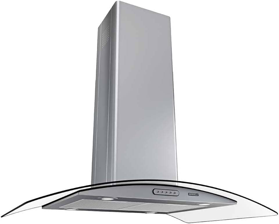 Coifa Ilha 90cm Vidro Curvo Nardelli Inox