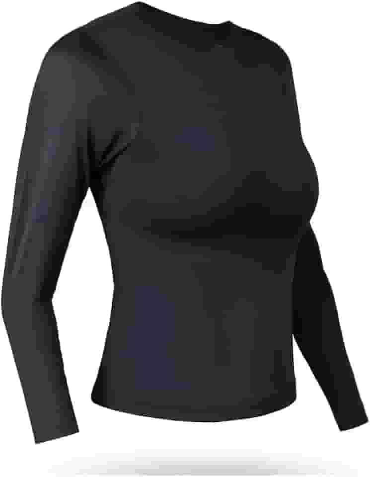 Segunda Pele Térmica Feminina, Conjunto Blusa e Calça, Preto, Interior Flanelado, Proteção UV 50+, Para Frio Intenso e Neve