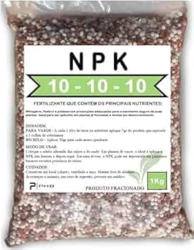 Adubo Fertilizante NPK 10.10.10 Fracionado Hortaliças Flores Suculentas Rosas do Deserto Jardins (500, Gramas)