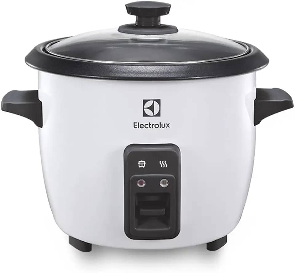 Electrolux RCB50 - Panela Elétrica vapor arroz, capacidade 1,3L, 7 xícaras manter aquecido, panela removível antiaderente, tampa vidro, 127v, por Rita Lobo, branca