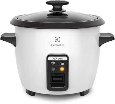 Electrolux RCB50 - Panela Elétrica vapor arroz, capacidade 1,3L, 7 xícaras manter aquecido, panela removível antiaderente, tampa vidro, 127v, por Rita Lobo, branca