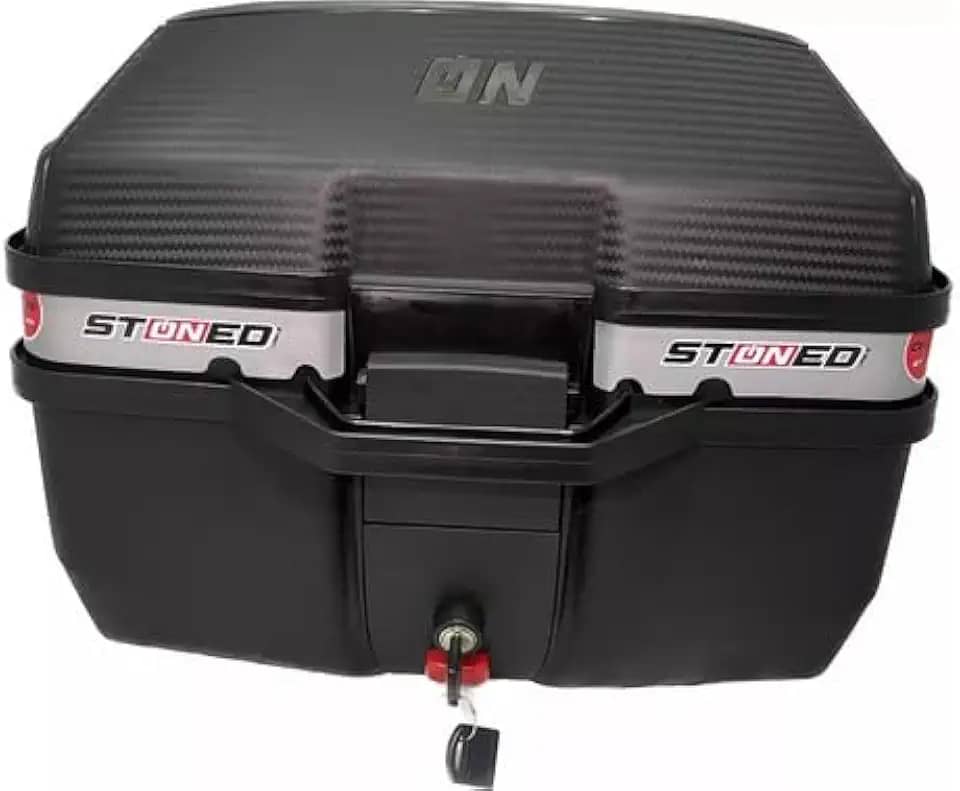 Bau Moto Bauleto Stoned 35 Litros C/Base Universal Traseiro Faixa Cinza
