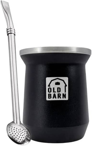 Kit 1 Cuia Térmica Parede Dupla De Alumínio 1 Bomba De Chimarrão Tereré Inox Filtro Redondo 19cm Old Barn Cor:Preto