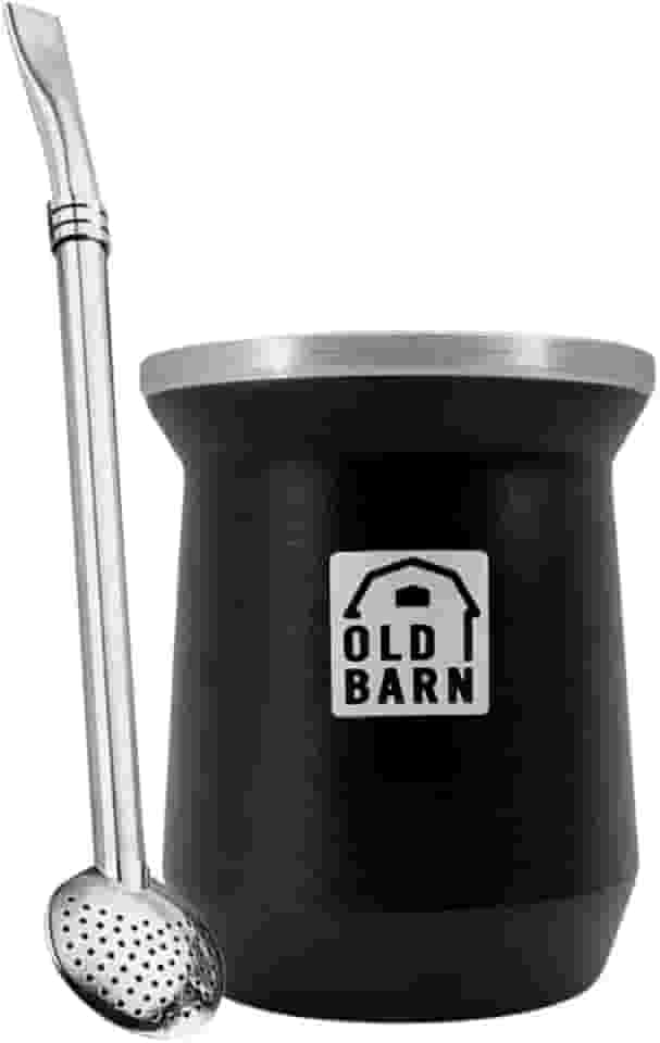 Kit 1 Cuia Térmica Parede Dupla De Alumínio 1 Bomba De Chimarrão Tereré Inox Filtro Redondo 19cm Old Barn Cor:Preto