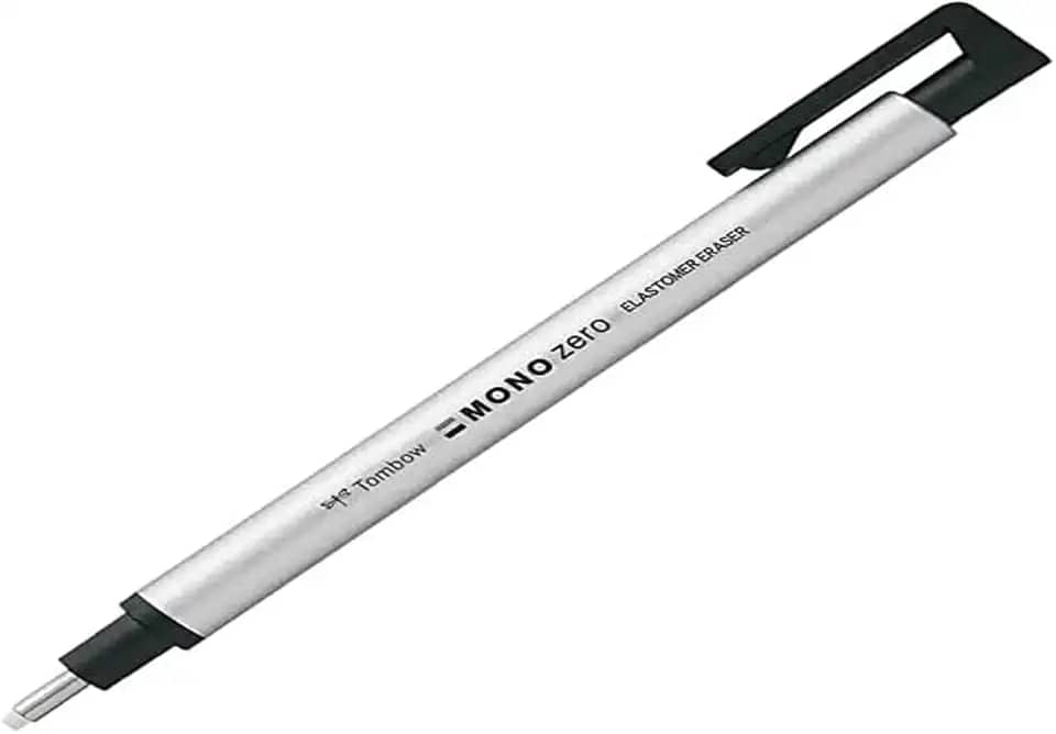 Caneta Borracha Mono Zero Ponta Redonda, Branco/Negro, ø 2.3 mm, Tombow, 57305