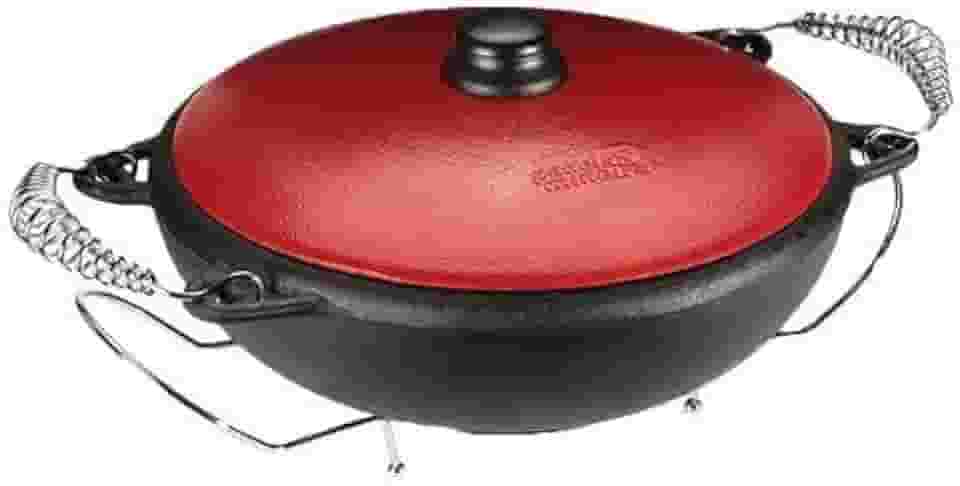 Panela para Moqueca em Ferro Fumil 6 L c/Tampa Vermelha Ferro 32 Cm Ø