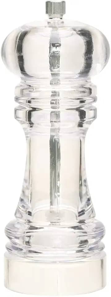 Mimo Style Moedor Manual de Acrílico Pimenta e Sal 15cm Ideal Para Moer Graõs e Condimentos Secos, Moedor de Cerâmica Com Pino Regulador de Tamanho do Grão