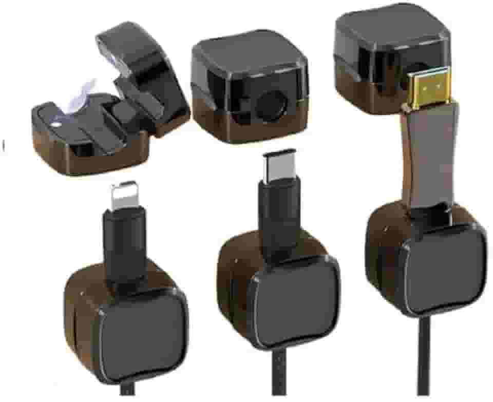 Organizador de Cabos Magnético adesivo suporte de cabo, gerenciamento de cabos sob a mesa, cozinha, escritório, telefone, carro, parede, cabeceira para Samsung Galaxy Iphone Motorola Xiaomi (Preto)